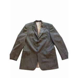 Saks Fifth Avenue Gray Striped 3-Button  Blazer Sports Jacket Coat Men's 40R